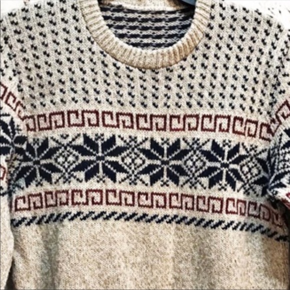 Vintage Sweaters - Vintage Snowflake Square Scroll Wool Sweater